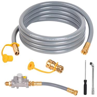 Imagem de GASPRO Kit de conversão de gás natural 98523 para churrasqueira de montagem, mangueira e regulador NG de 3 m, 1/2 polegada, conversão de propano para gás natural