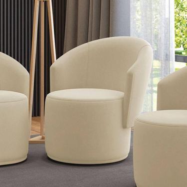 Imagem de Poltrona Decorativa Orgânica Fixa Para Sala Malu Suede M11 - D`rossi Cor Bege