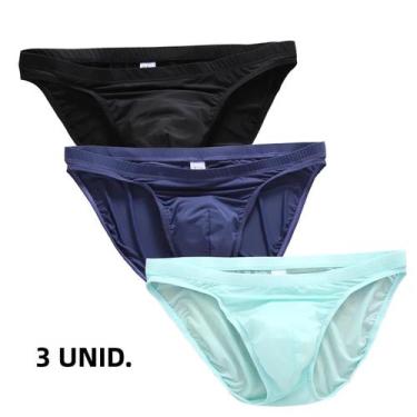 Imagem de Cuecas Masculinas De Secagem Rápida, Cintura Baixa, 3 Peças, Seda Gela
