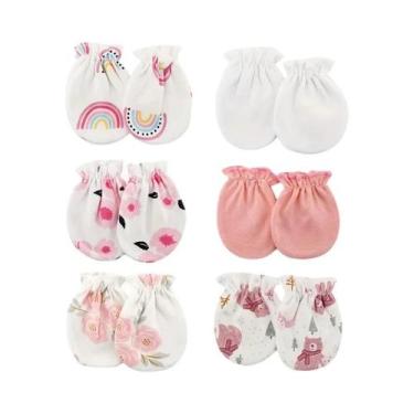 Imagem de Luvas De Algodão Para Bebês Recém-nascidos, 6 Pares, Estampas De Desen
