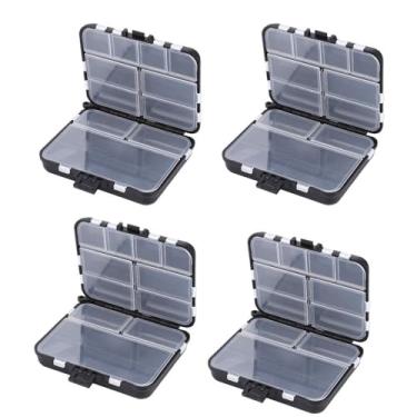 Imagem de – Organizador de pesca de plástico dupla face com compartimentos para iscas, ganchos e gabaritos, estojo de armazenamento portátil para acessórios de pesca (12 x 10,5 x 3,5 cm)