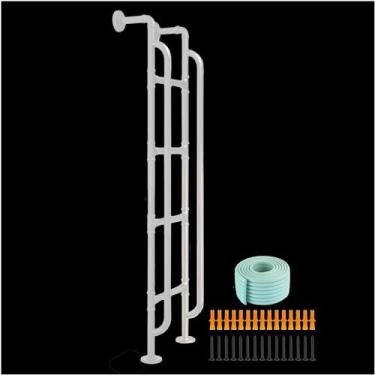 Imagem de Escada Loft resistente 127 a 203 cm com corrimões, enchimento de espuma antiderrapante, degraus de beliche para sótãos, preto 2 m - Solução de acesso segura e resistente
