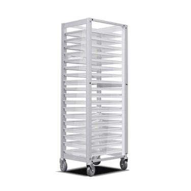 Imagem de Rack de padaria comercial de 18 camadas com rodízios - Carrinho de alumínio resistente, divisórias ajustáveis para resfriamento e armazenamento eficientes da cozinha doméstica