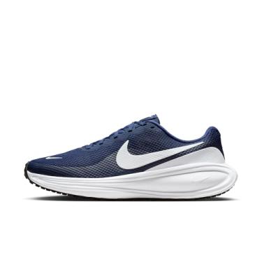 Imagem de Nike Tênis de corrida masculino Revolution 8 Road, Azul-marinho/platina pura - branco-preto, 47
