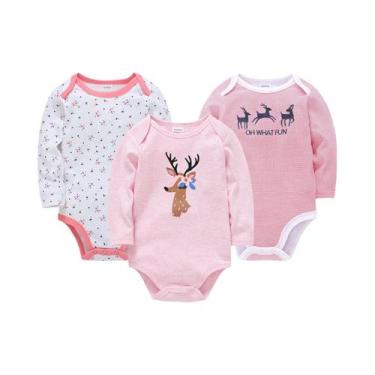 Imagem de Conjunto De Macacões De Algodão Para Bebês Meninas Red Deer Christmas,