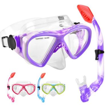 Imagem de Set de Snorkel ACQCES para Niños con Tapa Seca 5-15 Años Morado