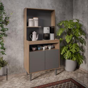 Imagem de Armário 2 Portas Cantinho do Café Rilary para Cozinha Freijó/Grafite M