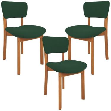 Imagem de Kit 03 Cadeiras Para Sala De Jantar Cozinha Living Estofada Dara L02 Suede Verde Musgo - Lyam Decor