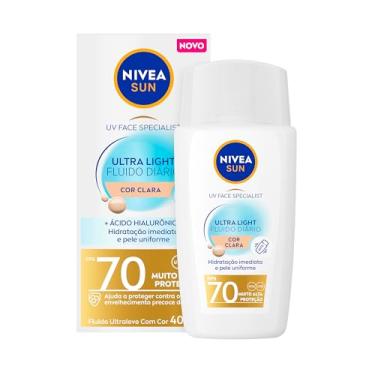 Imagem de NIVEA SUN Protetor Solar Facial UV Face Specialist Ultra Light Fluido Diário FPS 70 Cor Clara 40ml, Muito Alta Proteção UVA/UVB, Hidratação Imediata, Pele Uniforme