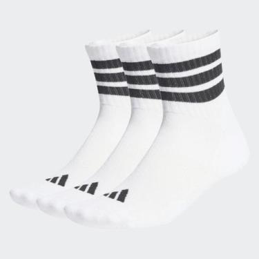 Imagem de Kit Meia Adidas 3 Stripes ESS Mid 3 Pares Branca, G