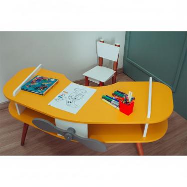 Imagem de Mesa Avião Amarelo com Cadeira e Hélice e Pés Palito Design Criativo Mesa Desenho Quarto Menina Menino Infantil Decor