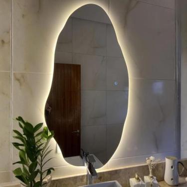 Imagem de Espelho com LED 110x50 Orgânico Decorativo Parede Banheiro Quarto Sala
