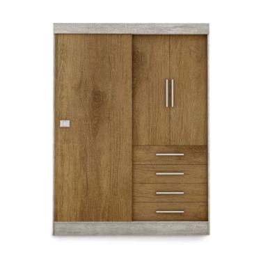 Imagem de Módulo Georgia Guarda Roupas 3 Portas e 4 Gavetas Avelã/Jequitibá J&A