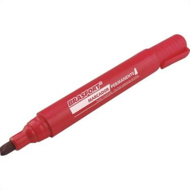 Imagem de Caneta Marcacao Permanente Brasfort Ponta Grossa Vermelha 7856 - Kit C