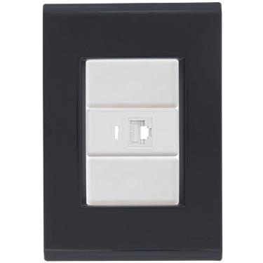 Imagem de Cj Tomada Rj45 Rj 45 Ethernet Liz Grafite Tramontina Completo Pronto Tramontina