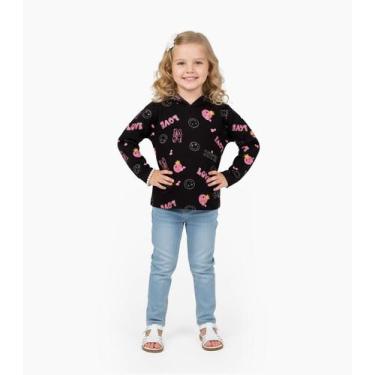 Imagem de Blusão Infantil Menina Com Capuz Select Preto, 8, Preto