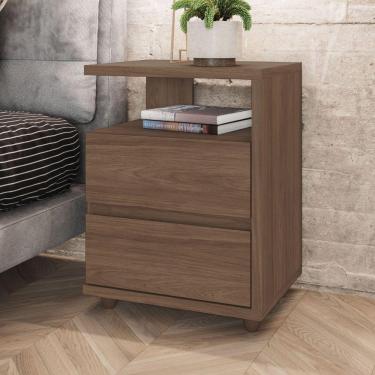 Imagem de Mesa De Apoio E Cabeceira 2 Gavetas Chanfradas - Campeche - Castanho Hp