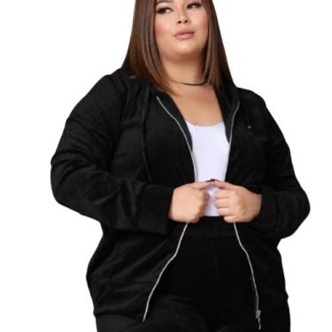 Imagem de Blusa Feminina Plush Veludo Outono Inverno Capuz Bolso - Restart, Pret