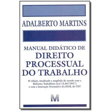 Imagem de Livro - Manual didático de Direito Processual do Trabalho - 8 ed./2019