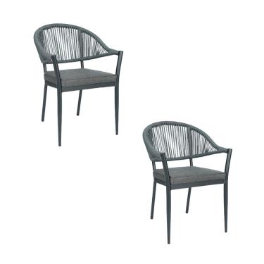 Imagem de Kit com 2 Cadeiras em Aluminio e Corda Nautica para Area Externa Amalfi Grafite