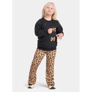 Imagem de Conjunto Inverno Menina Preto Blusão com Laço aplicado e Calça Bailari