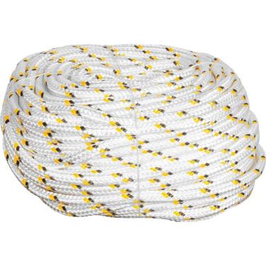 Imagem de Corda Multifilamento Trançada 19,0 Mm X 110 M, Branca Com Detalhes Em Preto E Amarelo, Vonder