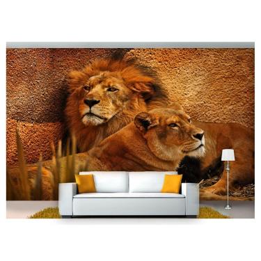 Imagem de Papel De Parede Animais Leão E Leoa 3D Anm199