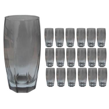 Imagem de Kit 18 Copo Florida Vidro Cinza Mesa Posta Chique 370ml - PRATICASA, F