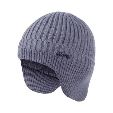 Imagem de Gorro De Inverno Unissex Quente De Tricô Com Protetor De Orelha Elegan