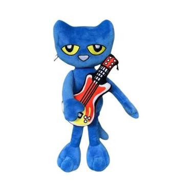 Imagem de Brinquedo De Pelúcia Gato Pete Sorridente Azul De 30cm, Boneco De Anim
