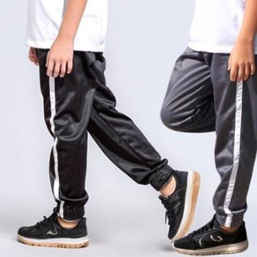 Imagem de Kit 2 Calça Jogger Infantil Helanca Flanelada Elástico na barra Escola Uniforme-Masculino