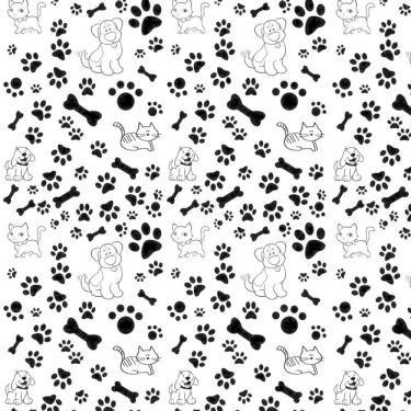 Imagem de Papel De Parede Gato Cachorro Pegadas Cor Preto Adesivo