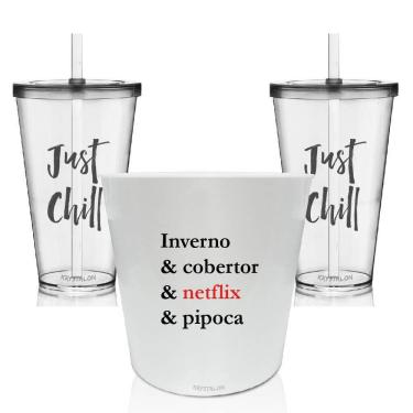 Imagem de Kit Balde De Pipoca E 2 Copos - Inverno & Cobertor