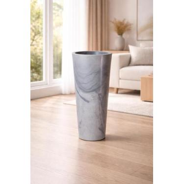 Imagem de vaso decorativo coluna ibiza marmorizada 40cm em polietileno - ms pais