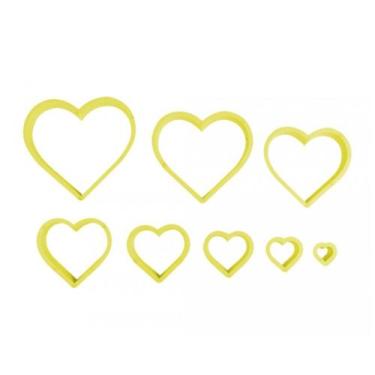Imagem de Kit 8 Cortadores Coração Liso Amarelo para Massas Bluestar - BLUE STAR