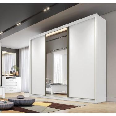Imagem de Guarda Roupa Casal Com 1 Porta Espelhada 6 Gavetas - Diamond-branco - Móveis Novo Horizonte