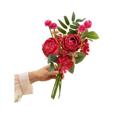 Imagem de Buquê De Flores Artificiais Rosas Falsas Decoração Para Casamento E Sa