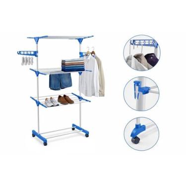 Imagem de Varal de Chão Dobrável com Rodinhas 3 Andares Alta Resistência Multius