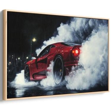 Imagem de Quadro decorativo Carro Vermelho Desafiando a Noite Urbana - Art Canva