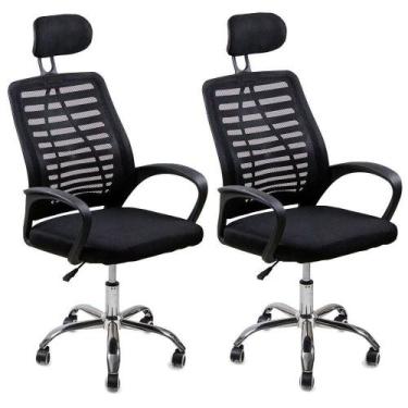 Imagem de Kit 2 Cadeiras Escritório Diretor Tela Mesh Encosto - Oficial Webshop