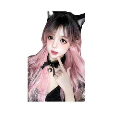 Imagem de Peruca Cosplay Longa Ondulada Ombre Preto E Cinza, Resistente Ao Calor