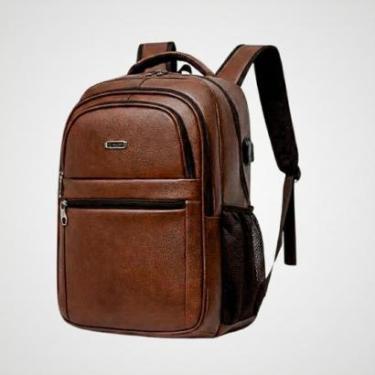 Imagem de Mochila Masculina Executiva Couro 33L Resistente Para Trabalho Faculdade-Masculino