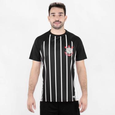 Imagem de Camiseta de Time Coimbra Corinthians Raglan Recorte Preto e Branco - Masculino-Masculino