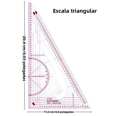 Imagem de Régua Triangular Multifuncional Para Artes Plásticas 3220: Escala De M