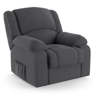 Imagem de Poltrona Do Papai Reclinável Melim Power Touch USB Veludo Cinza D'Rossi