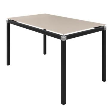 Imagem de Mesa de Jantar Retangular Tampo Laqueado 140x75cm Base Tubo Metalon 40
