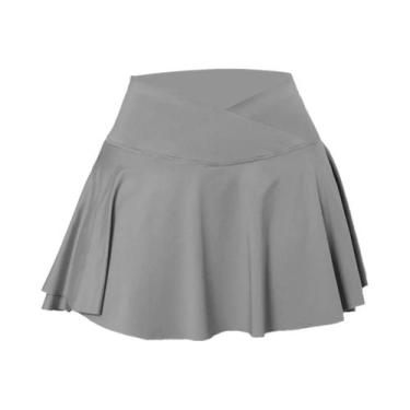 Imagem de Saia Plissada Feminina 3 Em 1 Com Cintura Alta E Bolsos Tipo Corset Pa