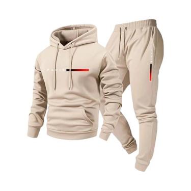 Imagem de Conjunto De Moletom Com Capuz E Calças Para Homens Com Estampa De Letr