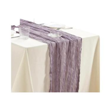 Imagem de Caminho De Mesa Boho Em Gaze De Algodão 40x270cm Rústico Transparente 