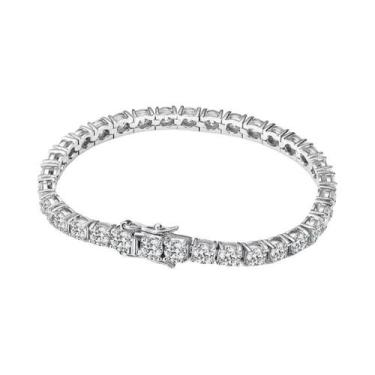 Imagem de Pulseira Tennis Feminina E Masculina Banhada a Ouro Branco Prata Ester